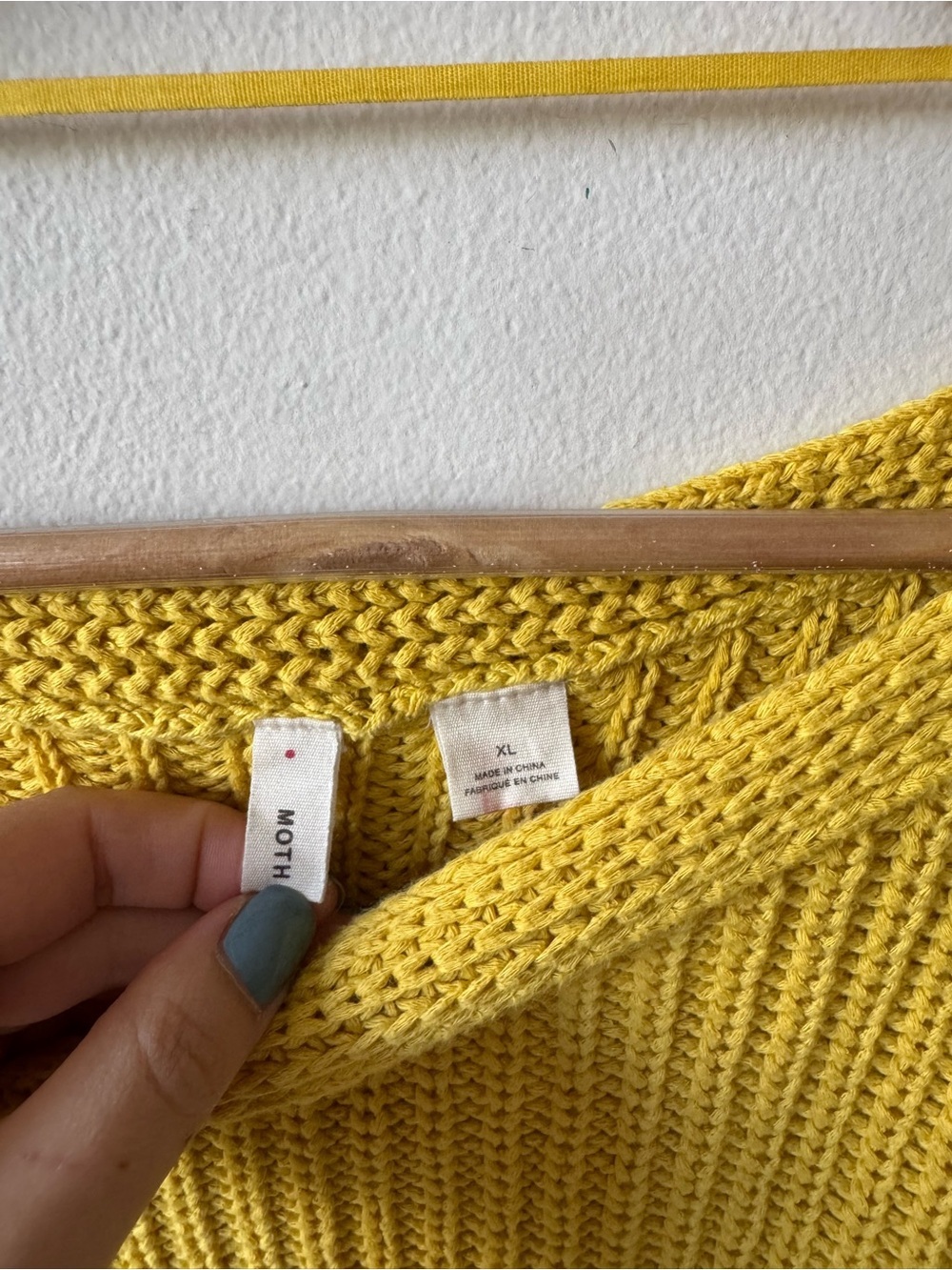 Anthropologie Moth Bright Mustard Knit Poncho Sweater Top - Picture 7 of 10